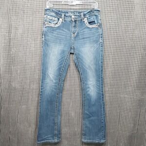 Grace in LA Jeans Women Bootcut Distressed Stretch Denim 30 Blue
